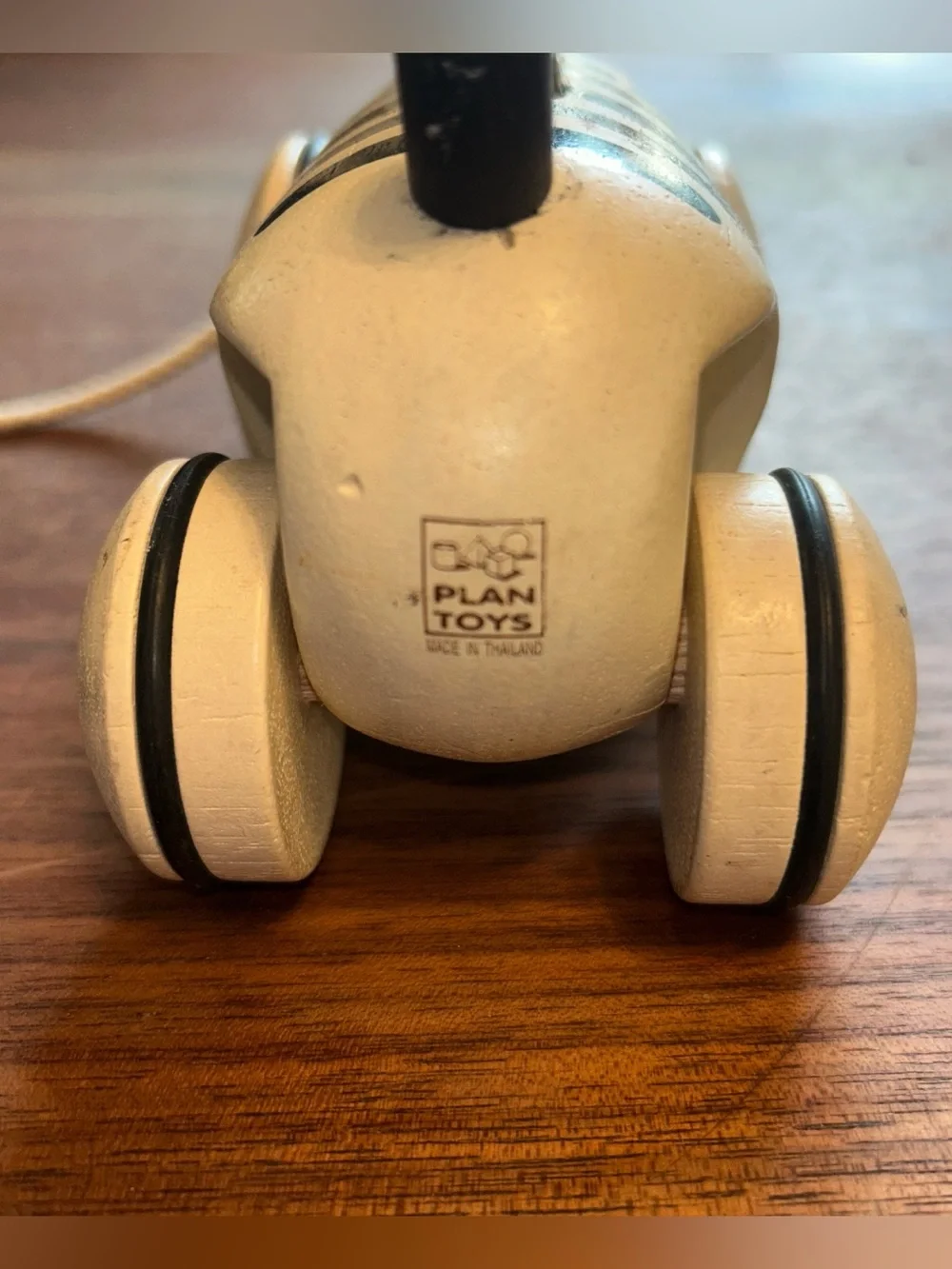Rare Plan Toys 090710 Zebra Baby Toddler Push Pull Wooden Toy Rolls With String.